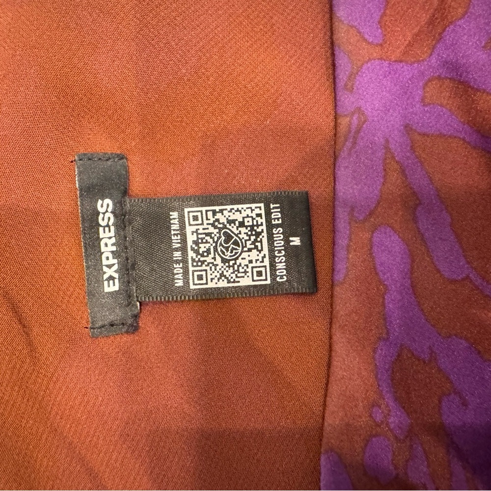Express Purple and Brown Patterned Top - Picture 2 of 2
